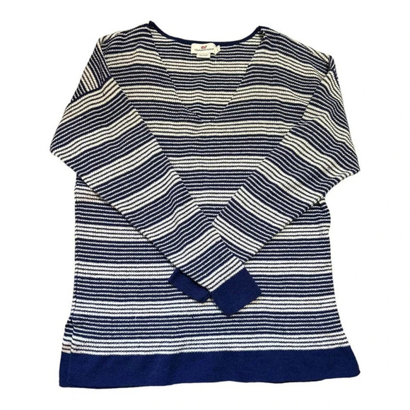 Vineyard Vines Women's Navy Nautical Newport Linen V-Neck Sweater Size Large - Picture 1 of 6
